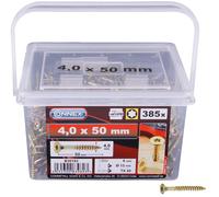 Vis Universelles TX Tête Fraisée 4.0x40/50mm - Galvanisé Jaune, Seau 385/455pcs