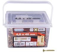Vis Universelles TX Tête Fraisée 4.0x40/50mm - Galvanisé Jaune, Seau 385/455pcs