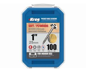 Vis zinc KREG 25 mm avec filetage grossier - Boite de 500 vis - SML-C1-500-INT