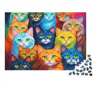 Visage Chat Casse-tête 1000 Pièces avec Clic Parfait, Puzzle d'art énigme De Compétence Logique pour Une Activité Zen, Puzzle Cadeau d'anniversaire 70x50cm/1000pcs