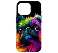 Visage coloré de Griffon de Bruxelles pour Homme et Femme Noir Coque pour iPhone 16 Pro