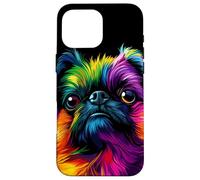Visage coloré de Griffon de Bruxelles pour Homme et Femme Noir Coque pour iPhone 16 Pro Max