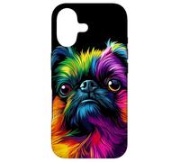 Visage coloré de Griffon de Bruxelles pour Homme et Femme Noir Coque pour iPhone 17