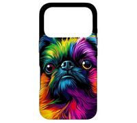 Visage coloré de Griffon de Bruxelles pour Homme et Femme Noir Coque pour iPhone 17 Pro