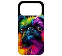 Visage coloré de Griffon de Bruxelles pour Homme et Femme Noir Coque pour iPhone 17 Pro Max