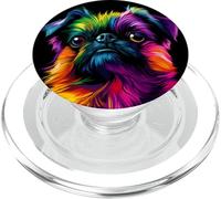 Visage coloré de Griffon de Bruxelles pour Homme et Femme Noir PopSockets PopGrip pour MagSafe