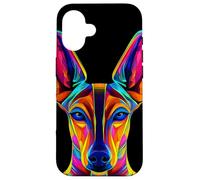 Visage coloré de lévrier de Pharaon égyptien Noir pour Amoureux des Chiens Coque pour iPhone 16