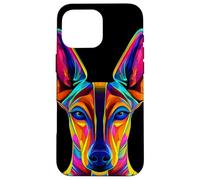 Visage coloré de lévrier de Pharaon égyptien Noir pour Amoureux des Chiens Coque pour iPhone 16 Pro Max