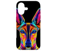 Visage coloré de lévrier de Pharaon égyptien Noir pour Amoureux des Chiens Coque pour iPhone 17
