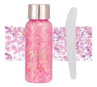 Visage corps Glitter gel avec cuillère Mermaid sequin auto - adhésif Glitter, gros bloc Glitter yeux lèvres ongles cheveux Glitter, brillant Halloween Glitter 1oz (#104 Couleur rose)