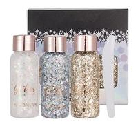 Visage corps Glitter gel avec cuillère Mermaid sequin auto - adhésif Glitter, gros bloc Glitter yeux lèvres ongles cheveux Glitter, brillant Halloween Glitter 1oz (Set A)