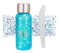 Visage corps Glitter gel avec cuillère Mermaid sequin auto - adhésif Glitter, gros bloc Glitter yeux lèvres ongles cheveux Glitter, brillant Halloween Glitter 1oz (#106 Bleu clair)