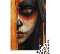 Visage Crâne Coloré Portrait Féminin Puzzle 1000 Pièces Puzzle pour Adultes Détente Décoration Maison Cadeau 38x26cm/1000pcs