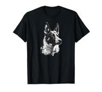 Visage de berger allemand mignon amoureux des chiens hommes femmes noir blanc T-Shirt