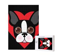 Visage de Boston Terrier,Puzzle Familial en Bois de 300 pièces pour Adultes et Adolescents
