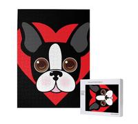 Visage de Boston Terrier,Puzzle Familial en Bois de 500 pièces pour Adultes et Adolescents