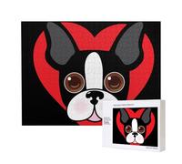 Visage de Boston Terrier,Puzzle Familial en Bois de 500 pièces pour Adultes et Adolescents, décoration d'intérieur