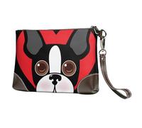 Visage de Boston Terrier,Sacs à Main en Cuir PU pour Femmes, Pochette à Fermeture éclair, Portefeuille, Sac à Main avec dragonne