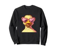 Visage de canard heureux avec superbes lunettes de soleil en forme de cœur Sweatshirt