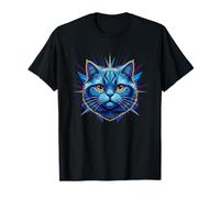 Visage de Chat Bleu Mystique Feline Aura Spirit T-Shirt