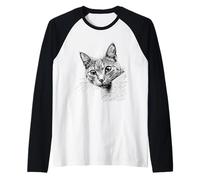 Visage de Chat Curieux Mignon pour Tous Les Amateurs d'animaux Manche Raglan