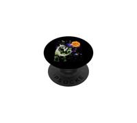 Visage de Chat Extraterrestre Cosmique Espace Soleil Terre planètes Design rétro PopSockets PopGrip Adhésif