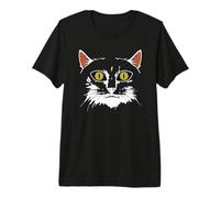 Visage de Chat Noir Amusant pour Halloween T-Shirt Haut de Gamme