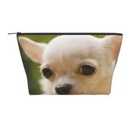 Visage de Chien Chihuahua Blanc, Trousse de Toilette Trousse de Maquillage Sac à cosmétiques Trousse de Toilette de Voyage Portable
