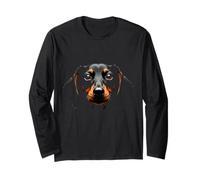 Visage de chien teckel noir Manche Longue