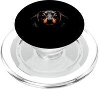 Visage de chien teckel noir PopSockets PopGrip pour MagSafe