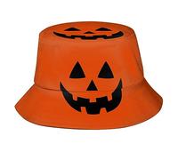 Visage De Citrouille Drôle pour Halloween Unisexe Bob Mode Bucket Hat Coupe-Vent Casquettes Visières pour Vacances Pêche Randonnée Extérieur