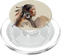 Visage de Femme amérindienne, Aquarelle PopSockets PopGrip pour MagSafe