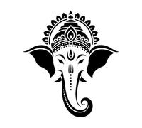 visage de Ganesha, dieu hindou, art, icône religieuse Stickers muraux 42x46.3cm Personnalisation Noir