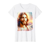 Visage de Jésus-Christ T-Shirt Graphique avec Valeur, Femme, Blanc, L