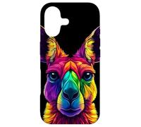 Visage de Kangourou coloré - Animaux Sauvages australiens - Noir Coque pour iPhone 17