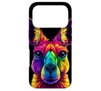 Visage de Kangourou coloré - Animaux Sauvages australiens - Noir Coque pour iPhone 17 Pro