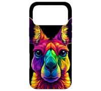 Visage de Kangourou coloré - Animaux Sauvages australiens - Noir Coque pour iPhone 17 Pro Max