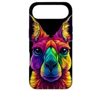 Visage de Kangourou coloré - Animaux Sauvages australiens - Noir Coque pour iPhone Air