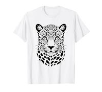 Visage de léopard Noir Blanc Big Cat Wildlife Art T-Shirt