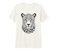Visage de léopard Noir Blanc Big Cat Wildlife Art T-Shirt Haut de Gamme