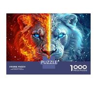 Visage de Lion de feu et de Glace 1000 Pièces Coffret Puzzle Puzzle Premium Carton Solide - DIY Familial Trop Amusant, Belle Déco, Cadeau D’Anniversaire pour Adultes Et Enfants 52x38cm/1000pcs