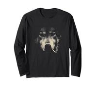 Visage de Loup fumant avec Cigarette Moody Smoke Manche Longue