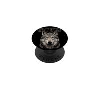 Visage de Loup Gris Clair de Lune forêt Faune Nature Loup Gris PopSockets PopGrip Adhésif