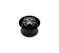 Visage de Loup Gris Clair de Lune forêt Faune Nature Loup Gris PopSockets PopGrip Adhésif