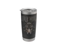 Visage de loup sanguin au clair de lune forêt faune nature loup Gobelet isotherme en acier inoxydable double paroi