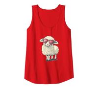 Visage de Mouton Amusant avec Lunettes de Soleil en Forme de cœur Débardeur, Femme, Rouge, S