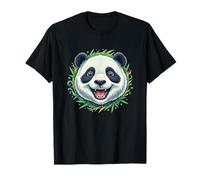 Visage de Panda Souriant Kawaii avec Cercle en Bambou T-Shirt