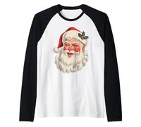 Visage de Père Noël à l'ancienne Noël Vintage Noël 2025 Manche Raglan