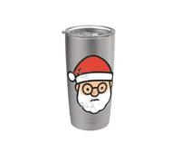 Visage de Père Noël avec lunettes Gobelet isotherme en acier inoxydable double paroi