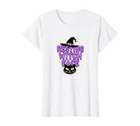Visage de sorcière au Repos : Magie effrayante pour Les Amoureux des Chats d'halloween T-Shirt, Femme, Blanc, M